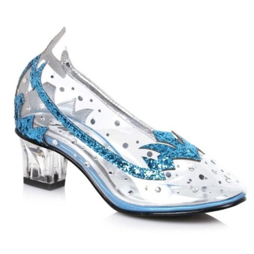 NWT 1031 Blue Ice "Glass" Slippers Heels Girls Sz 13/1